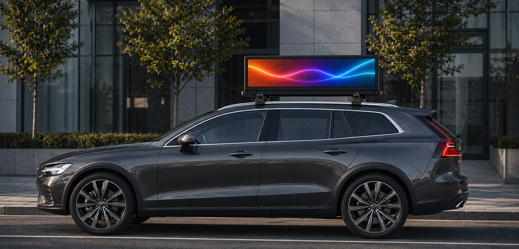 Двухсторонний LED-экран на крыше автомобиля